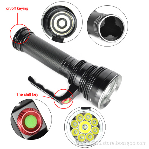 High Lumens 9* Cree L2 Led Reachargeable Flashlight Professional Diving Torch